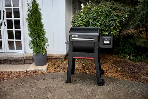 Image of Weber Smoque 22‑Inch Pellet Smoker, Black - Outdoor BBQ Pellet Grill Up to 500 Degrees with SmokeBoost, SmoqueVent Airflow System & Rapid React PID Temperature Control