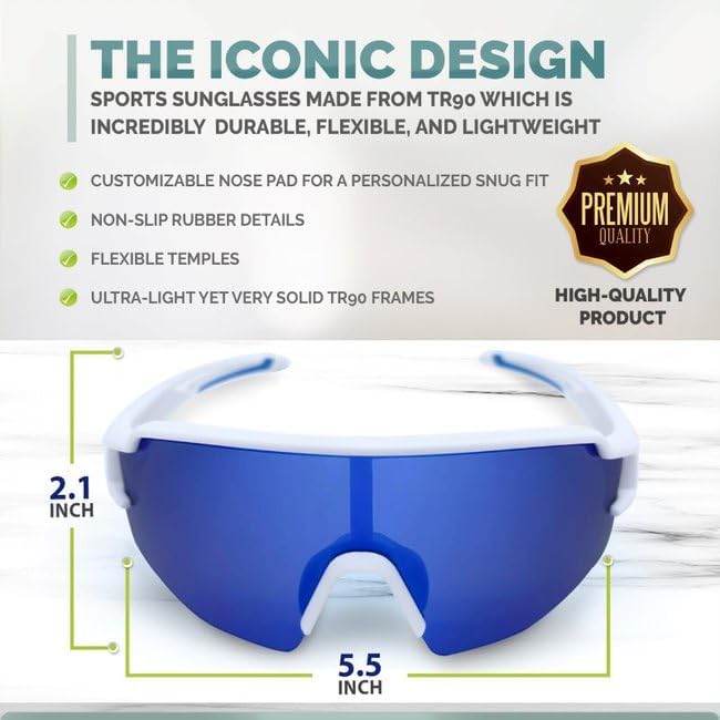 Miniatura 7 de COOL VIBE SHOP Gafas de sol deportivas polarizadas, UV400, para hombresmujeresjóvenes, deportes ciclismo, béisbol, correr, ciclismo, senderismo