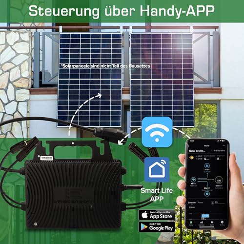 AX Wechselrichter IS-080 800W Für Balkonkraftwerk - Komplett Steckdose, Mikrowechselrichter Mit Bluetooth & WLAN, IP67, Einfache Installation, Hohe Effizienz Für Solaranlagen