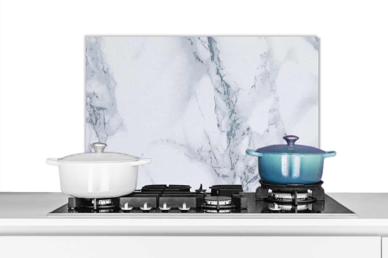 Paraspruzzi Da Cucina Queence 60x40 Cm In AluDiBond – Bianco, Con Ventose E Adesivi, Made In Germany