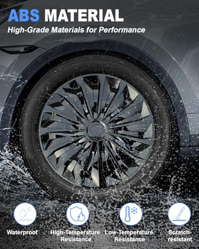 Image of ABX Hubcaps,16 inch hubcaps Set of 4, Wheel Rim Cover ABS Material, Snap On Car Truck SUV Replacement, for Toyota Camry Nissan Mazda etc, Black