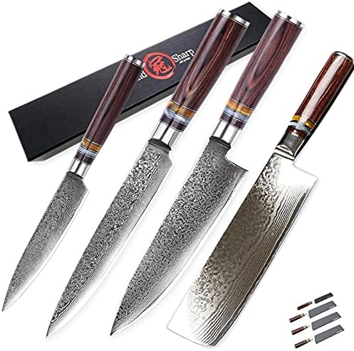Set Cuchillos Cocina 4 Piezas Acero Damasco miniatura 2