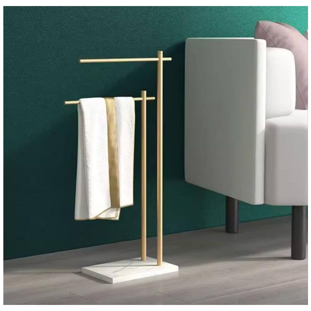 Genérico Toallero Independiente, Soporte para Toallas de baño de 2 Niveles de aleación Inoxidable en Forma de L con Base Pesada, Barra Alta para Toallas de Ducha para Uso en baño y Piscina