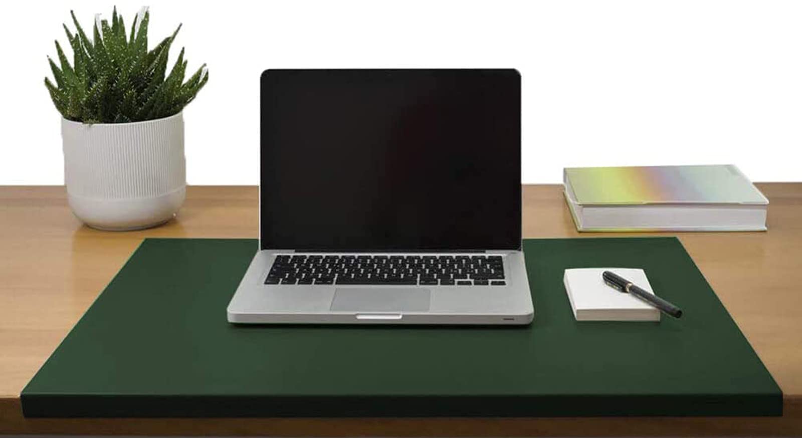 Sous-main de bureau en cuir synthétique antidérapant, lisse, résistant aux rayures, avec protection des bords pour bureau à domicile, vert 60 x 120 cm