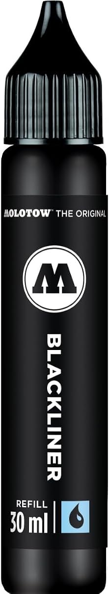 Molotow Blackliner Ink Refill, Black, Permanent Archival Ink, Quick Dry, Fade Resistant, 30ml Bottle, 1 Each (693.640)