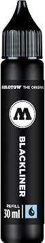Molotow Blackliner Ink Refill, Black, Permanent Archival Ink, Quick Dry, Fade Resistant, 30ml Bottle, 1 Each 693.640