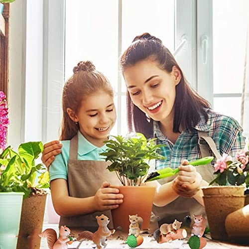 8Pcs Mini Squirrel Animal Figures For Kids Cake Toppers Squirrel Fairy Garden Landscape Scenes Miniature Figurines Decorations For Christmas Birthday Gift #TOP4