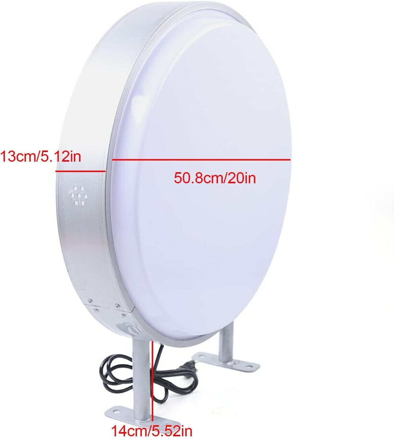 50 cm, scatola luminosa a LED, rotonda, sporgente, segnale luminoso a LED, impermeabile, bifacciale, segnale luminoso