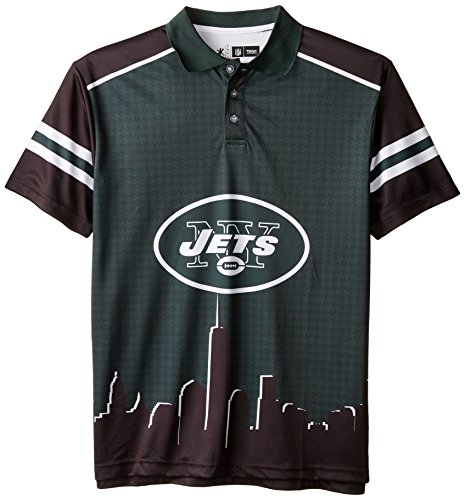 Foco Mens Nfl Polyester Short Sleeve Thematic Polo Shirt Green, New York Jets #TOP3