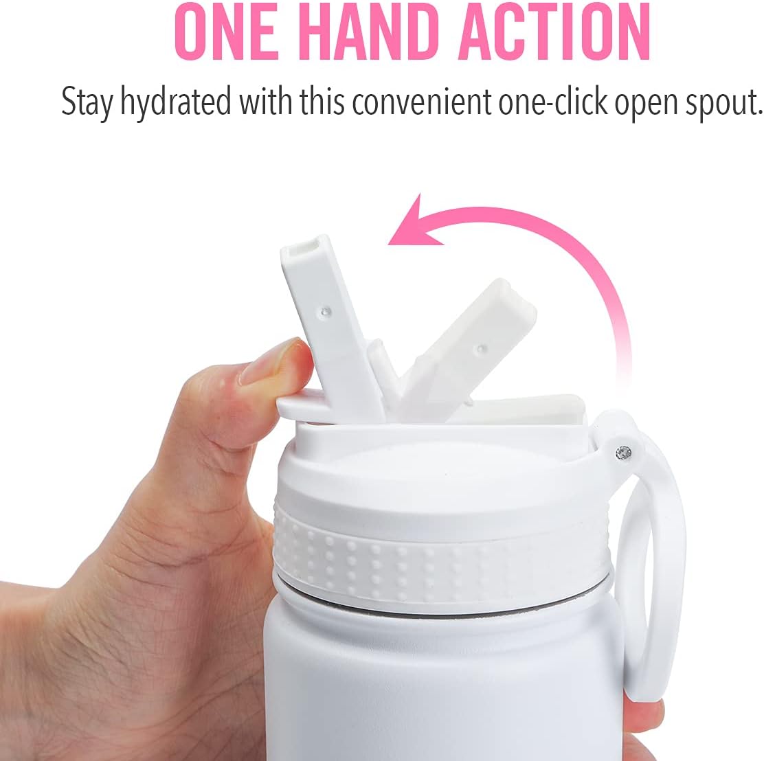 Life's Easy Stainless Steel Insulated Water Bottle - Sports Water Bottle w/Loop Handle Bionic Silicone Straw Lid - Vacuum Flask for Hot & Cold Drinks - Great for School, Travel & More (White, 18 oz) - Image 6