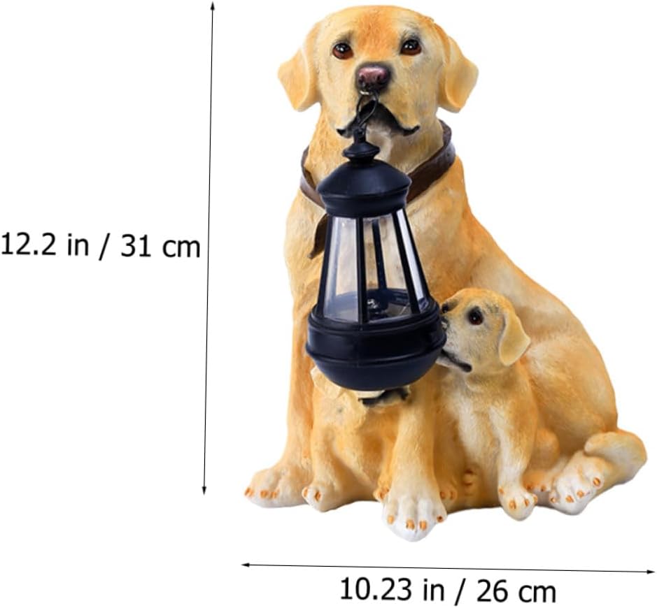 FAVOMOTO Dog Solar Light Resin Garden Ornament Outdoor Solar Lamp Adornment for Lawn Patio Realistic Dog Figurine Decoration Housewarming