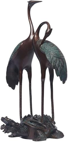 SHUTING2020 Feng Chino Shui Estatua Escultura Cobre Puro Grúa Doble Felicidad Decoración Grúa Año Tortuga Sala de estar Ancianos Escritorio