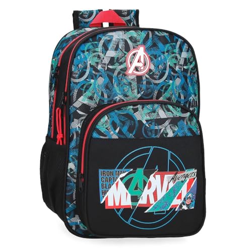 Joumma Marvel Shield Mochila Escolar Adaptable a Carro Negro 30x40x13 cms Poliéster 15,6L
