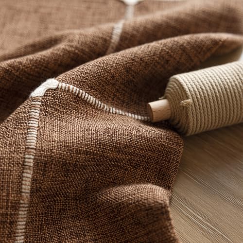 Image of Foindtower Pack of 2 Decorative Faux Linen Jacquard Check Throw Pillow Covers Farmhouse Cushion Cover with Grid Textured Accent Pillowcase for Couch Sofa Living Room Home Decor,16x16 Inch,Orange Brown