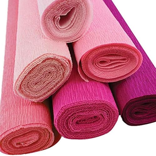 Premium Italian Crepe Paper Rolls - 8ft Length/20in Width (Shades of Pink)