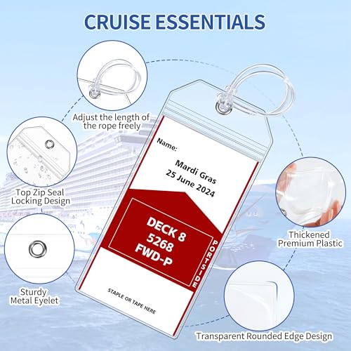 Image of SEAVILIA 20 Pack Cruise Luggage Tags Holder for Carnival, NCL, Princess, Costa, MSC, Royal Caribbean and Celebrity Cruise Ships, Cruise Essentials 2026-2027
