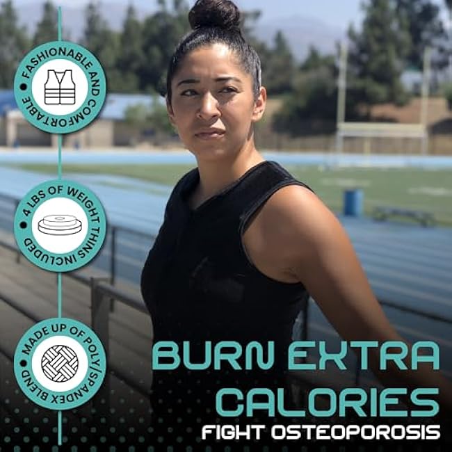 Challenge Weighted Workoutwear Weighted Vest for Women - 4 lb Body Weight Vest with Flexible Thin Weights - Removable Weights for Walking, Running, Cardio, Strength Training, Weight Loss