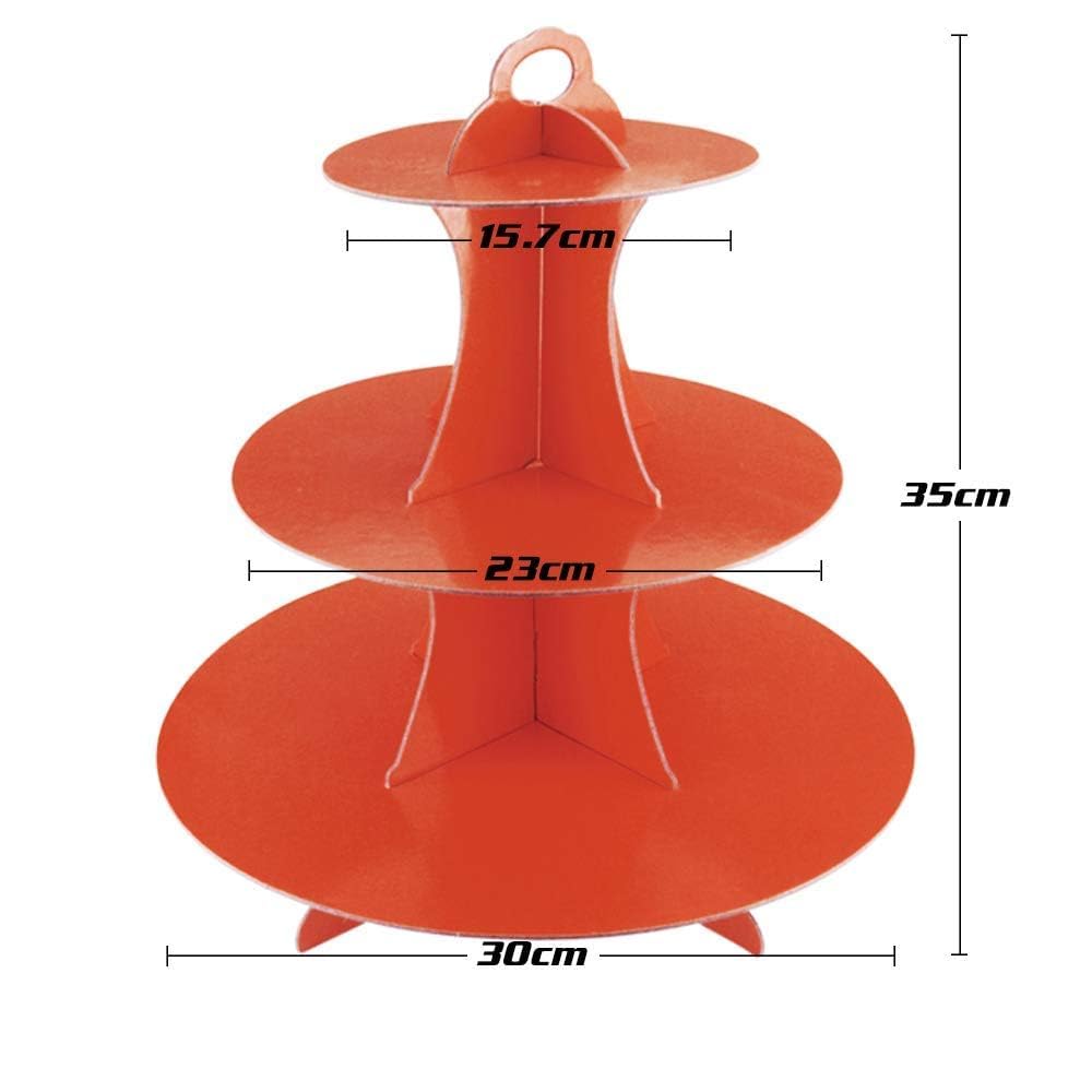 Soporte para pasteles de 3 niveles, redondo, de cartón, reutilizable, para servir pastelería, decoración de cumpleaños, bodas, eventos especiales