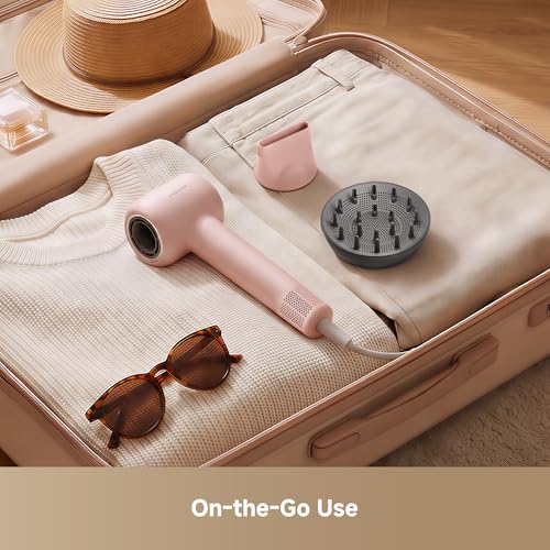 Image of Dreame Gleam Travel Hair Dryer for Women, 110,000RPM High Speed Hair Blower with Diffusers, Fast Drying, 200M Negative Ions for Frizz-Free, Smart Heat Control, Compact Hair Dryer