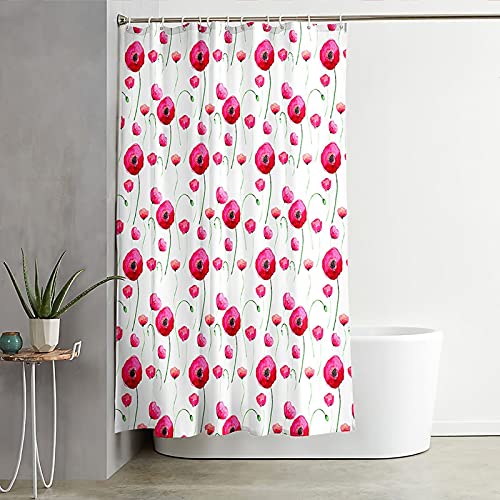 Rideau de douche polyester anti moisissure 165x200 fleurs rouge - 3