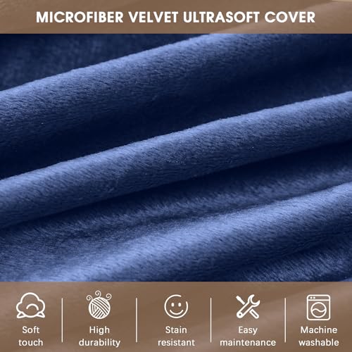 Image of Bean Bag Chairs for Adults - Memory Foam Furniture BeanBag Chair - Kids /Teens Sofa with Soft Micro Fiber Cover - Round Fluffy Couch for Living Room Bedroom College Dorm - 4 ft, Navy
