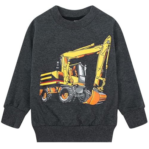 Image of Popshion Toddler Boys Sweatshirts Dinosaur Long Sleeve Pullover Crewneck Shirts Cartoon Tee Sport Tops for Kids 1-8T