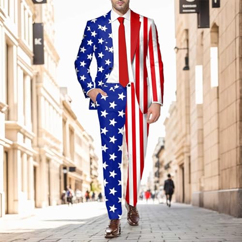 Generic American Flag Suit for Men USA Outfit for The 4th of July with Pants United Stripes Formal Dress Jacket 2024 (Blue, M), Medium4