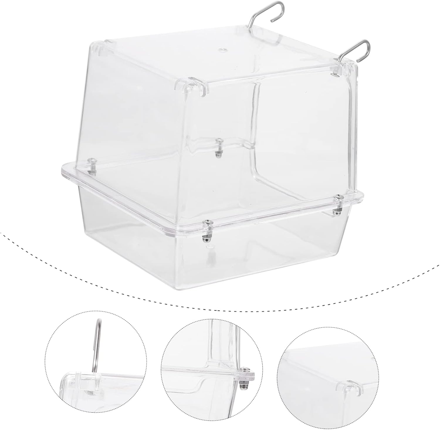 Hanging Bird Bath Box Small Bird Bath Bowl for Parrots Parakeets No Leakage Thick Acrylic