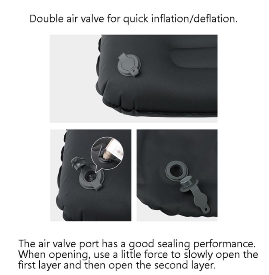 Luminexia Almohada de Playa Hinchable,Almohada Inflable Camping,válvula de Aire Dual,inflado/desinflado rápido,Compresivo,Compacto,Ergonómico,Ideal para Camping,Playa,Viajes,Avión