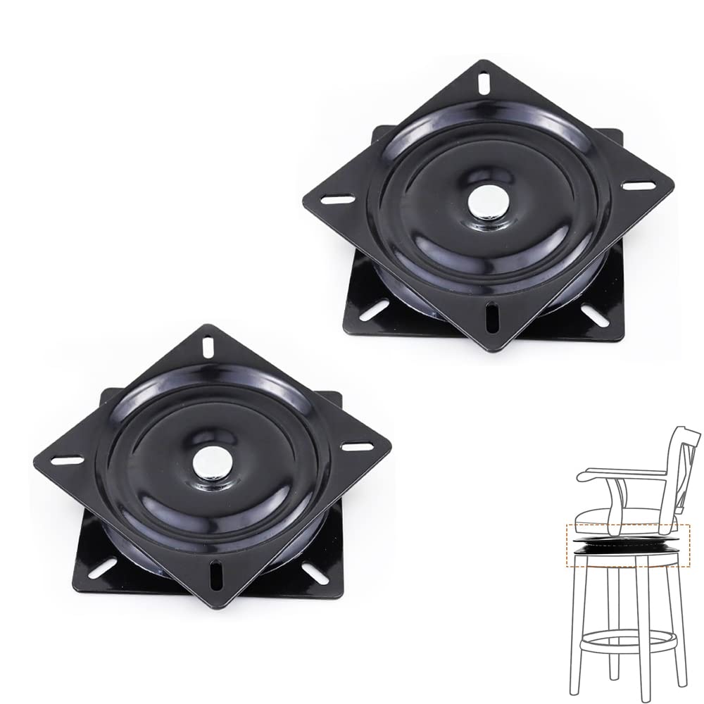 Plaque pivotante métal noir 6 pouces avec roulement table rotative pour meuble