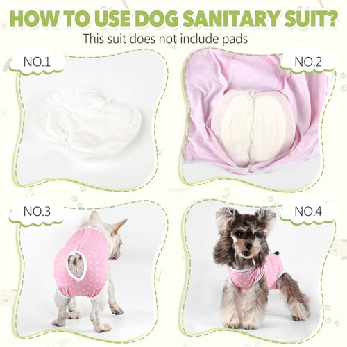 Image of Dog Diapers Suit Period Onesie for Female Dog Sanitary Panties Male Doggy Heat Diapers Cover Fit for Small Medium Dogs Pink Dots /S
