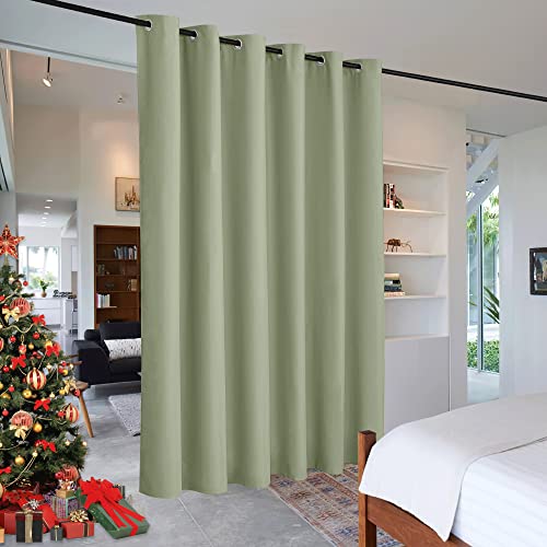 Image of RYB HOME Extra Wide Curtains for Divider Room Separation Soundproof Temporary Door Curtains for Bedroom Closet Office Theatre Garage Living Room Privacy Drop Cloth, W 120 x L 90 inches, Sage Green