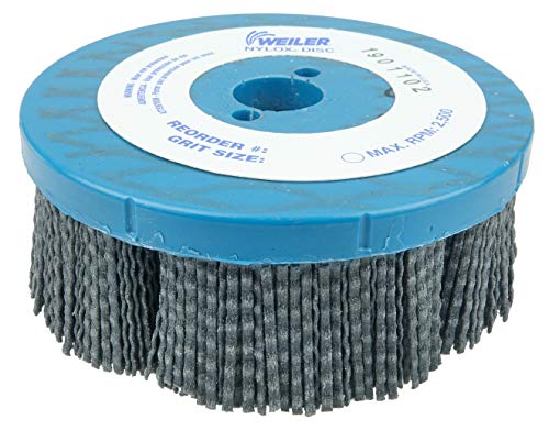 Image of Weiler 85978 5 inch Maximum Density Nylox Disc Brush, 80 Sc Crimped Rectangular Fill, Made in The USA