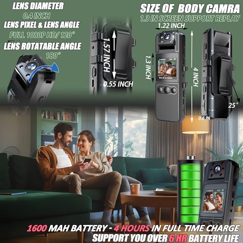 HD 1080P Body Camera with Night Vision