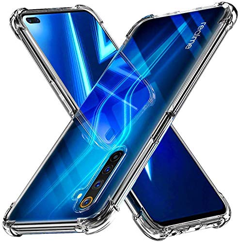 Skyro Realme 6 Pro, [Bumper] Exculsive Transparent with Anti Dust Plugs Shockproof Slim Back Cover Case for Realme 6 Pro – Transparent