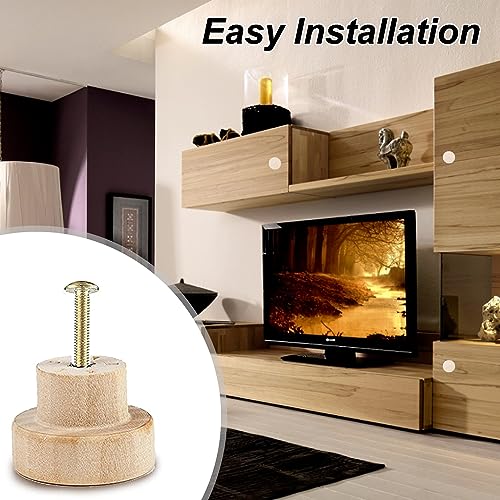 Gunwon 12pcs Wood Cabinet KnobsSet with Screws,WoodenDrawer Knobs,Round Shaped Natural Wooden Pull Handle,WoodenCabinet Knobs Wooden Knobsfor Cabinet,Cupboard,Furniture,Wardrobe,Kitchen(35mm) - Image 4