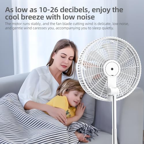 CIADAZ Ventilador oscilante de 12 polegadas com bateria recarregável remota de 10800mAh Altura ajust