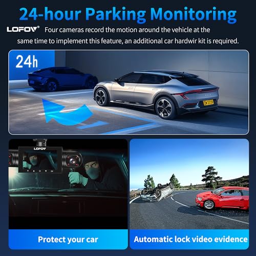 Lofov 360° Dash Cam Front And Rear Inside,Lofov 4 Channel Camera Fhd 1080P,Front Left Right And Rear,Free 64Gb Sd Card,Multi-Ch Dash Camera For Cars,Black Box Trafflc Recorder,Night Vision,24H Parking Mode thumb #4