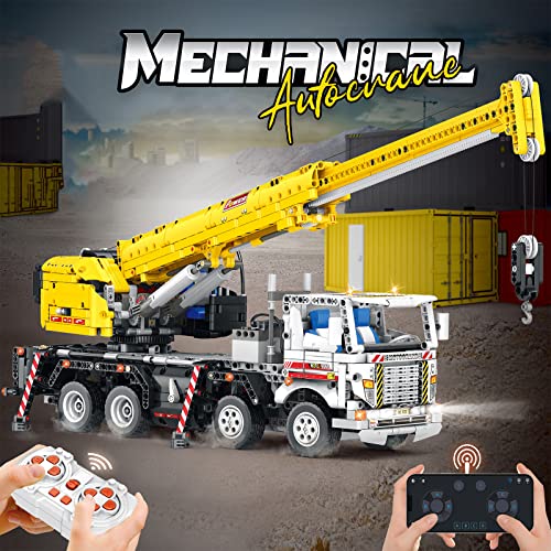 Onenineten Technik Kran Modell Bausteine, 2.4Ghz/APP RC LKW mit Bausatz Fernbedienung und Motor, 2206 Teile… – Bild 3