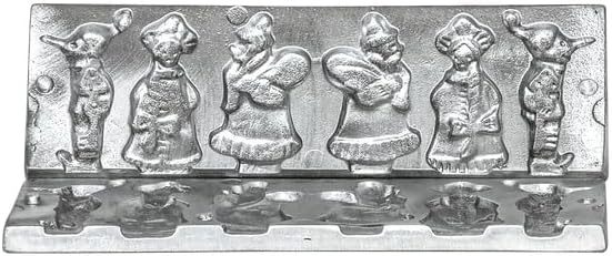 Cast Iron Candy Lollipop Mold Form New Year's with Father Frost, Snow Maiden, and Buratino Shapes Durable Metal Mould for Making Sweet Treats, Chocolates & Crafts