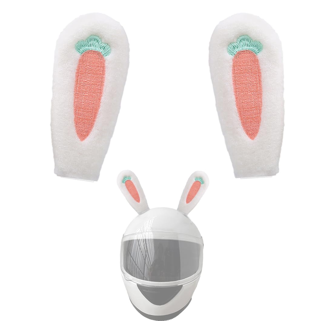 Lot De 2 Oreilles De Lapin En Peluche Pour Casque + 1 Queue - Décoration Mignonne Pour Casque Moto, Vélo, Ski - Fixation Adhésive
