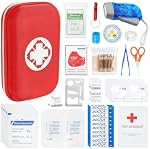 YouNuo Mini First Aid Kit, 153 Pieces Waterproof Emergency Hard Shell Case, All-Purpose Portable Compact First Aid Kit, Ideal for Home/Car/Travel/Camping/Hiking/Outdoor Emergencies (Red)