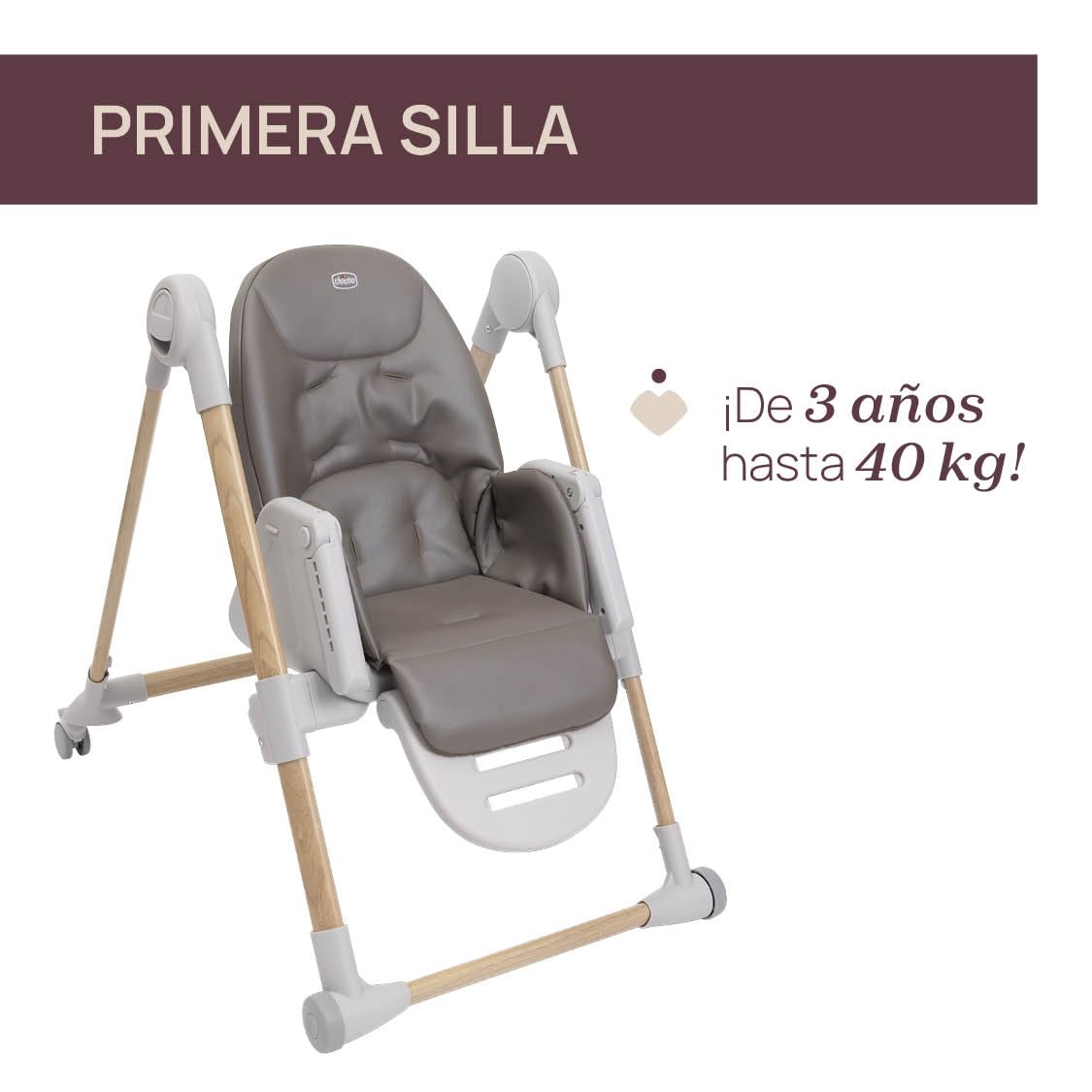 Chicco Polly Armonia Kinderhochstuhl für Babys von Geburt bis 40 kg, 9 Höhenstufen, klappbar, verstellbarer Fußstütze, Hochstuhl 3in1,Kompakt verstaubar, 4 Räder,mit neugeborenaufsatz, Braun | Verstellbare Liegefläche, Höhe und Fußstütze verstellbar, 4 Ro