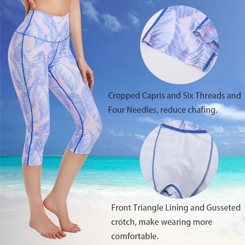 Image of Ubestyle UPF 50+ High Waist Women's Yoga Capri Leggings Swimming Tights Sun Protective