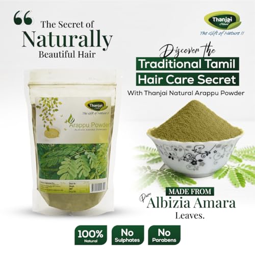 Image of Thanjai Natural Arappu Powder 250g (Pouch) | 100% Natural Albizia Amara Leaf Powder | Traditional Hair Wash & Conditioner | Herbal Bath | Pure & Chemical-Free