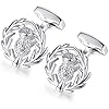 HONEY BEAR Scotland Scottish Thistle Cufflinks - Stainless Steel for Mens Shirt Wedding Business Gift,Silver #1