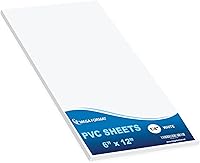 Vista 106 de Mega Format Hojas de plástico de PVC expandido, hoja blanca rígida de 6 x 12 pulgadas para manualidades, señalización y exhibiciones, tablero de PVC