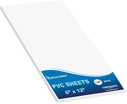 Mega Format Hojas de plástico de PVC expandido, hoja rígida blanca de 6 x 12 pulgadas para manualidades, señalización y exhibiciones, tablero de PVC