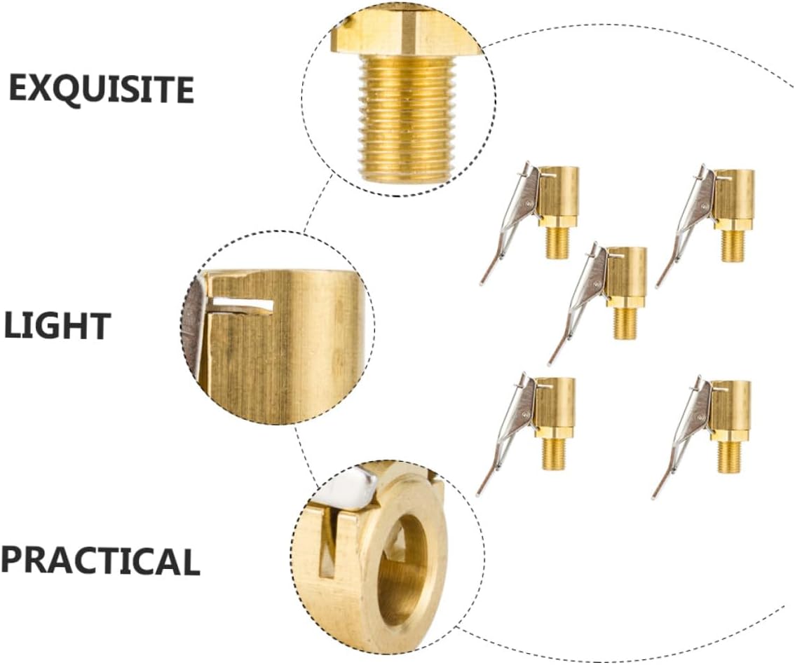 5pcs Brass Tire Air Chuck Clips Threaded Connectors for Car Inflator Pumps Stable Leak-Resistant Clamp Lightweight Practical Design Compatible with Air
