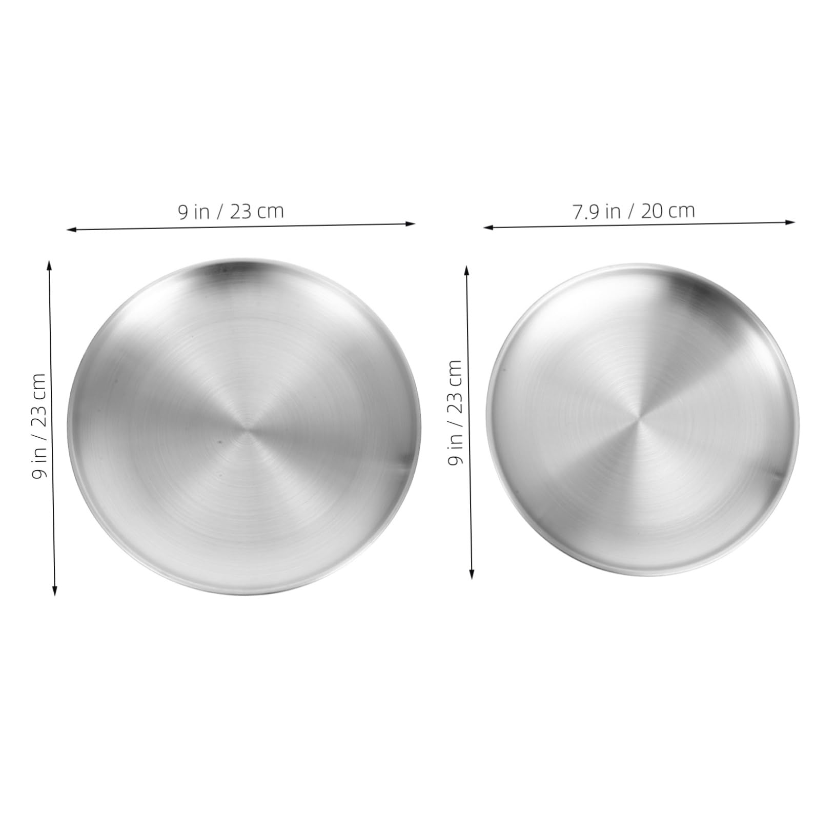 Unomor 2pcs Stainless Steel Plates Unbreakable Dinner Dishes for Lightweight Metal Serving Plates for Camping Kitchen and Parties